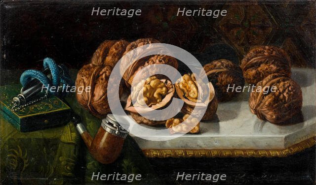 Still Life with Walnuts and Meerschaum, c1850-1890. Creator: Jose Felipe Parra.