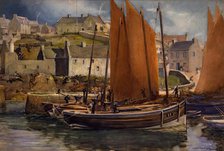 Drying the Sails, Portsoy, 1907. Creator: William Grant Murray.