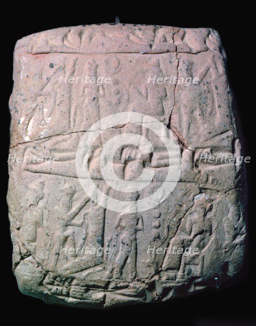 Hittite clay envelope to hold a letter on a clay tablet, 18th century. Artist: Unknown