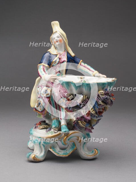 Turkish Figure, Sweetmeat Dish, Bow, c. 1760. Creator: Bow Porcelain Factory.