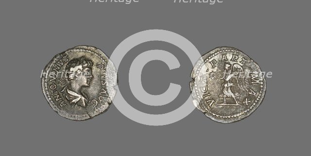 Denarius (Coin) Portraying Emperor Caracalla, 201-206. Creator: Unknown.