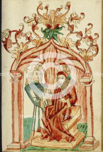 Josaphat and King Avenir in Conversation; Barlaam und Josaphat, 1469. Creators: Hans Schilling, Diebolt Lauber.