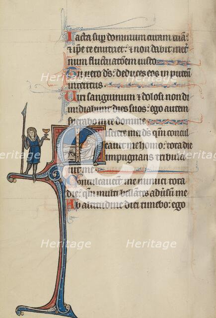 Initial M: David's Theft of the Spear and Chalice; Bute Psalter, text and illumination about 1285. Creator: Bute Master.