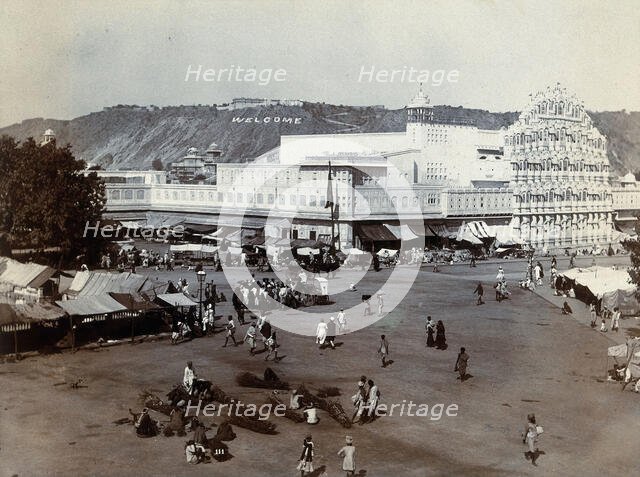 Jaipur: Palace of the winds, with the market place around, 19th century. Creator: Unknown.