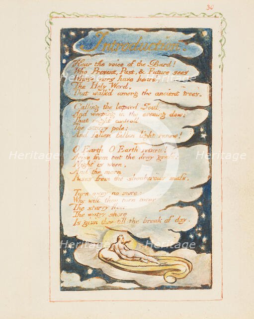 Songs of Experience: Introduction: Hear the voice of the Bard, ca. 1825. Creator: William Blake.