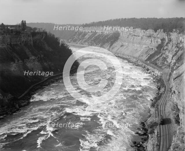 Whirlpool Rapids from Niagara Railway Suspension Bridge, Niagara Falls, N.Y., between 1900 and 1915. Creator: Unknown.