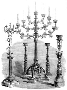 The International Exhibition: iron candelabra for churches, from the Royal Foundry, Berlin, 1862. Creator: Unknown.