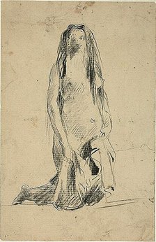 Kneeling Nude Woman with Drapery, n.d. Creator: Jean-Baptiste Carpeaux.