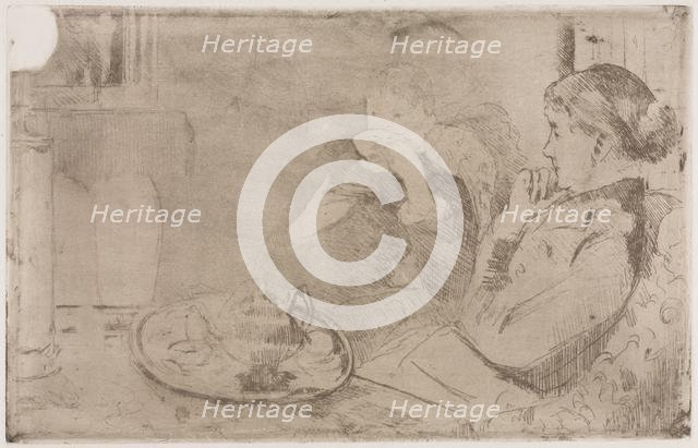 Lydia and her Mother at Tea, c. 1880. Creator: Mary Cassatt (American, 1844-1926).