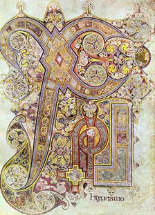 Monogram page from the Book of Kells Christi Auteum Generatio, c800. Artist: Unknown