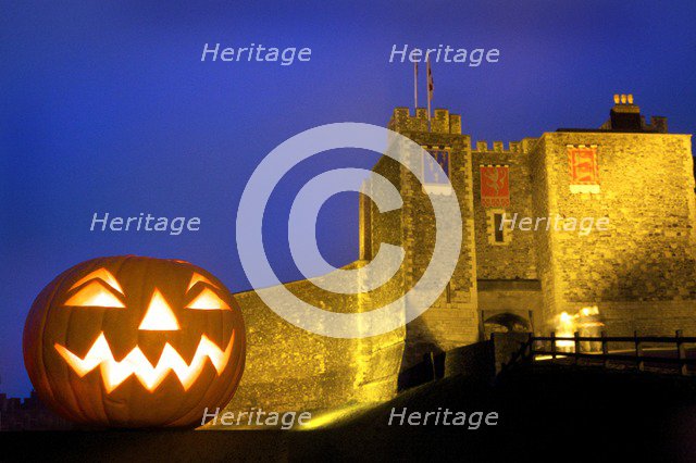 Carved Halloween pumpkin at Dover Castle, Kent, 2009. Creator: James McCormick.