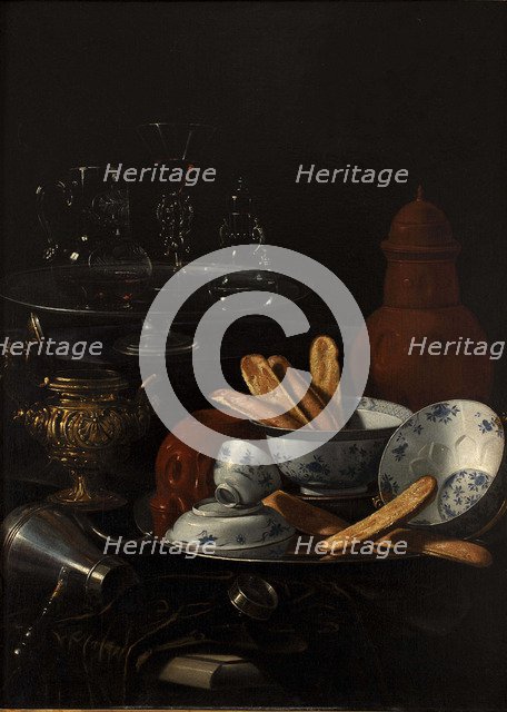 Still Life with Blue and Porcelain and Toast. Artist: Monari (Munari), Cristoforo (1667-1720)