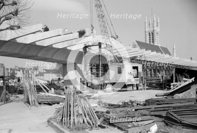 Hammersmith Flyover during construction, Hammersmith, London, 1961. Artist: Eric de Maré
