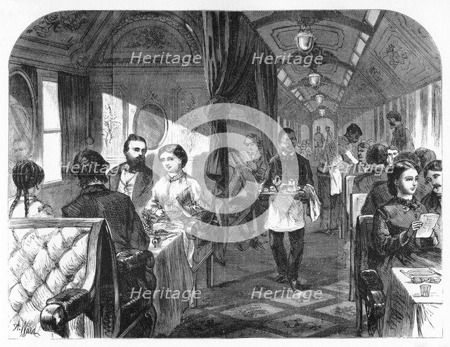 'Palace Hotel Car, Union Pacific Railroad', c1870.Artist: A R Ward
