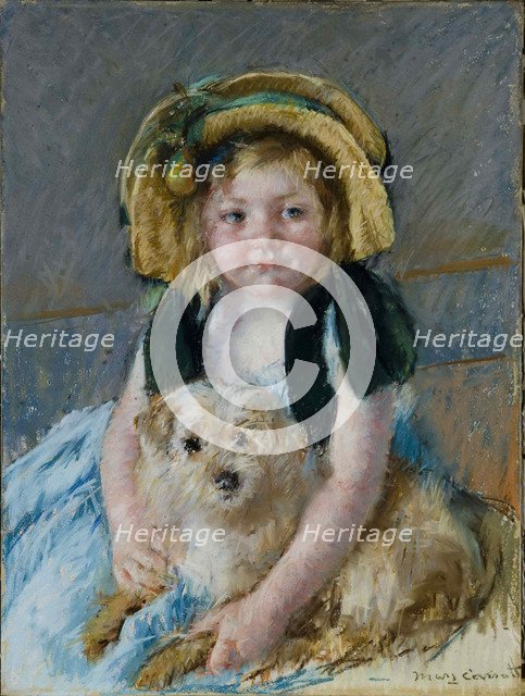 Sara with her dog, ca 1901.