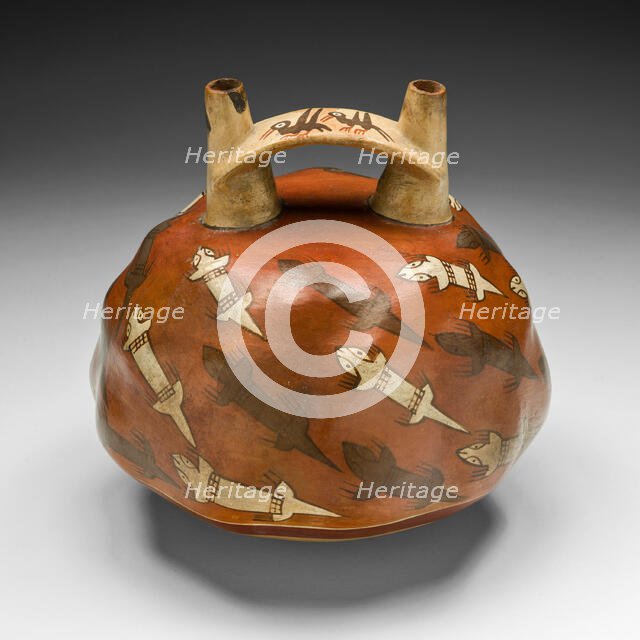 Double-Spouted Vessel Depicting Lizards, 180 B.C./A.D. 500. Creator: Unknown.