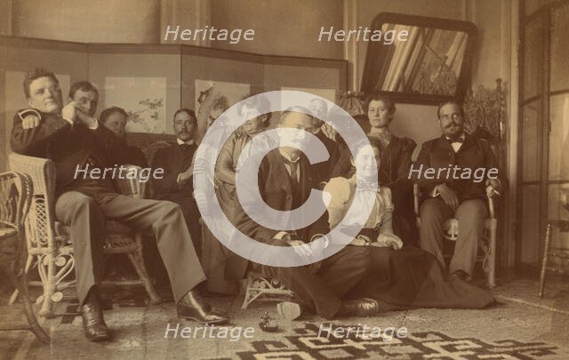 A social gathering in the veranda room, Dom Smith, Vladivostok, Russia, 1899. Creator: Frederick S. Pray.