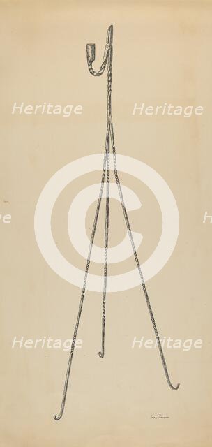 Rush and Candle Stand, c. 1939. Creator: Irene Lawson.