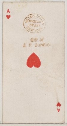 Ace of Hearts (red), from the Playing Cards series (N84) for Duke brand cigarettes, 1888., 1888. Creator: Unknown.