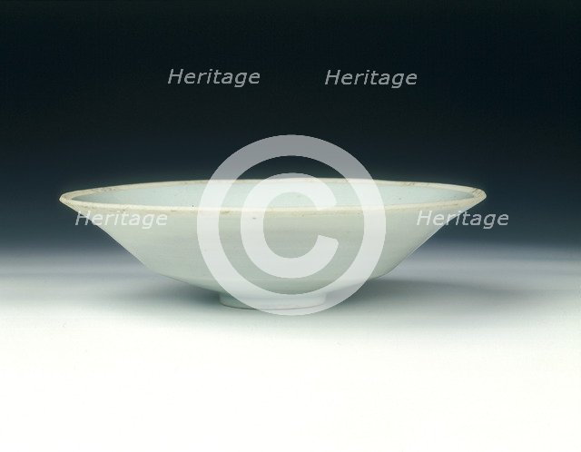 Qingbai dish with moulded lotus design, Song dynasty, China, 12th century. Artist: Unknown