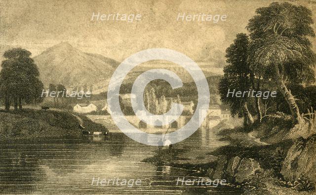 'Llangollen Bridge, Castle Dinas Bran, on the River Dee: North Wales', 19th century.  Creator: Unknown.