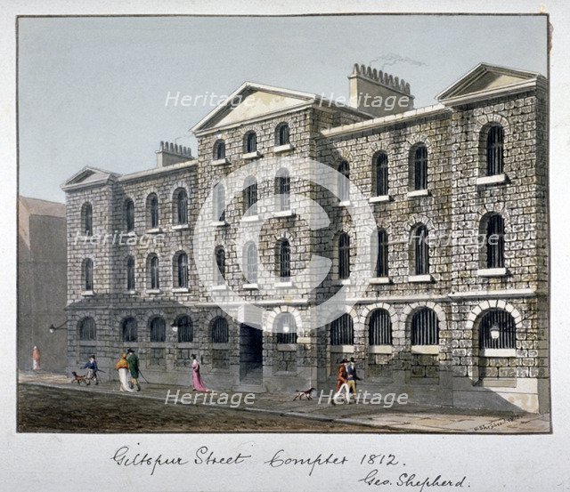 Giltspur Street Compter, City of London, 1812.                       Artist: George Shepherd