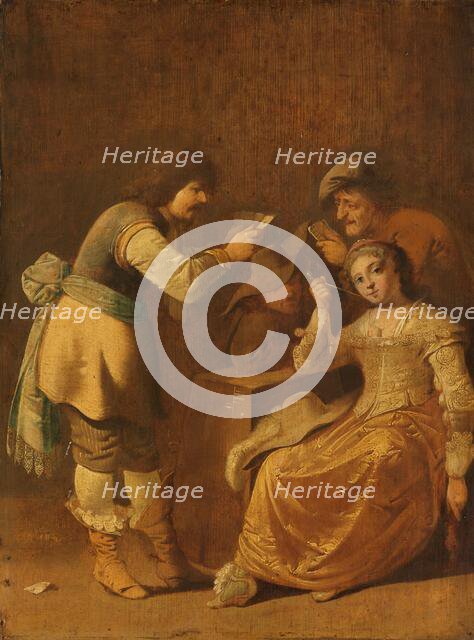 Card players with woman smoking a pipe, 1630-1647. Creator: Pieter Jansz. Quast.