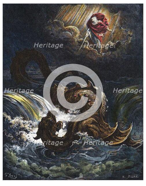 The Destruction of Leviathan (after Gustave Doré), 1866. Creator: Pisan, Héliodore (1822-1890).
