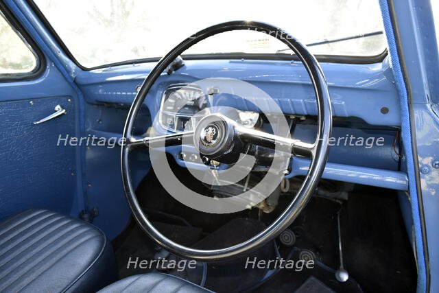 Steering wheel of a 1960 Austin A35 van. Creator: Unknown.