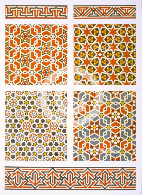 Geometric mural decoration from 15th or 16th century, pub. 1877. Creator: Emile Prisse d'Avennes (1807-79).