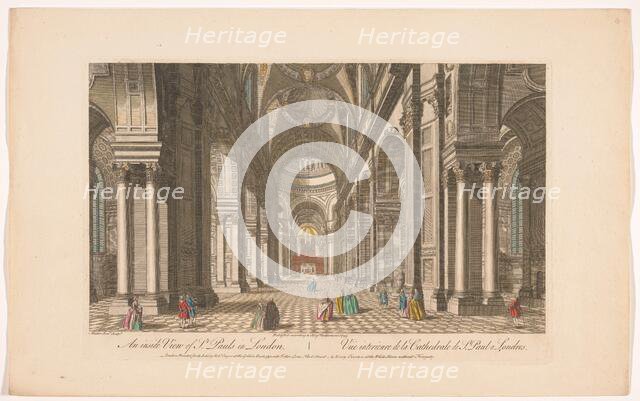 View of the interior of Saint Paul's Cathedral in London, 1753. Creator: Johann Michael Muller.