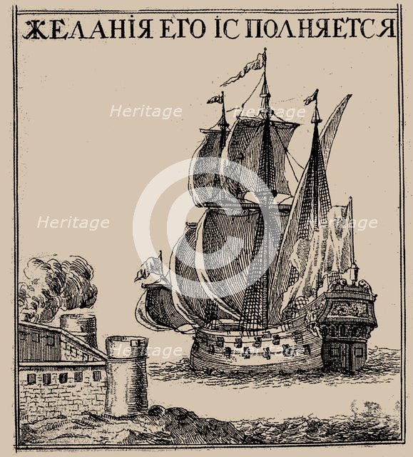Krepost, Russian ship of the line, um 1700. Creator: Schoonebeek (Schoonebeck), Adriaan (1661-1705).