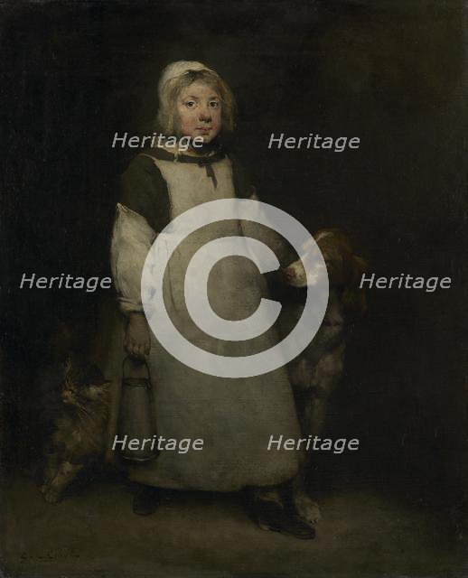 The Little Milkmaid, c. 1865. Creator: Théodule Ribot (French, 1823-1891).