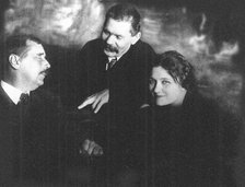 Moura Budberg with Herbert George Wells and Maxim Gorky in Petrograd, 1920. Artist: Anonymous  