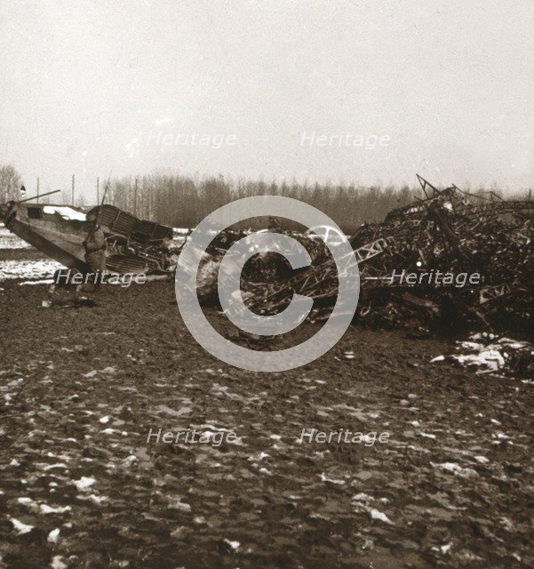 Destroyed zeppelin, c1914-c1918. Artist: Unknown.