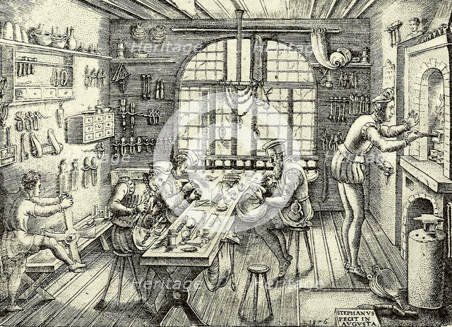 Goldsmith's Shop. Artist: Delaune, Étienne (1518-1583)