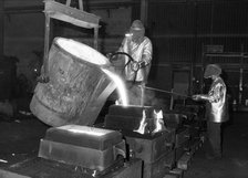 Pouring molten steel, Kockums shipyard, Malmö, Sweden, 1984. Artist: Unknown