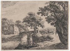 Herd Near a Stone Bridge, 17th century. Creator: Anthonie Waterloo.