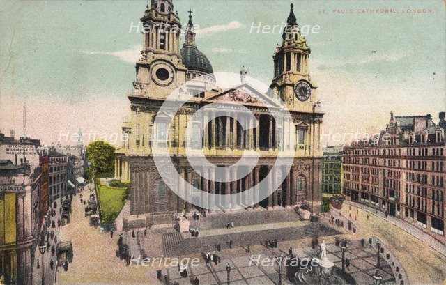 'St. Paul's Cathedral, London', c1905. Artist: Unknown.