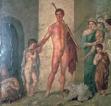 Roman wall-painting of Theseus after killing the Minotaur, 1st century.  Creator: Unknown.
