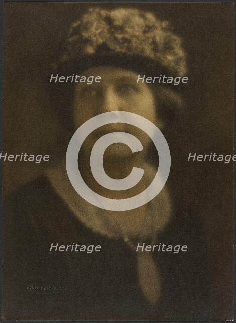 Portrait of a Woman in Floral Hat, 1907-1924. Creator: Louis Fleckenstein.