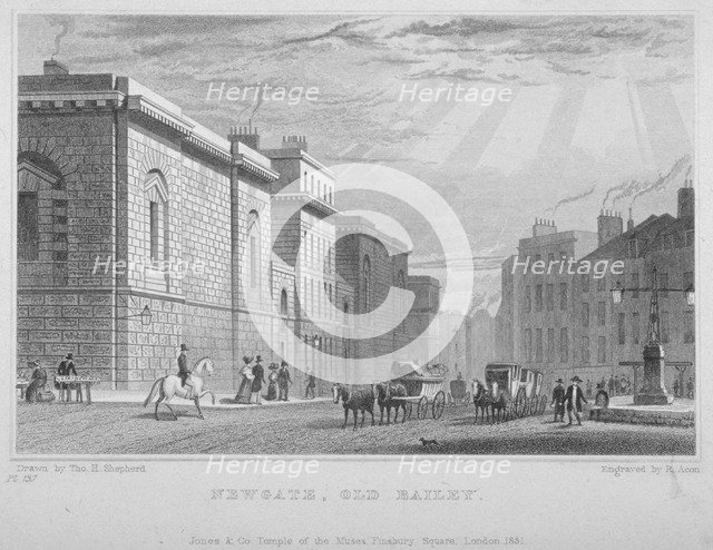 Newgate Prison, Old Bailey, City of London, 1831. Artist: R Acon