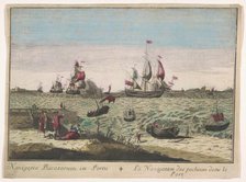 View of fishing boats in a port, 1700-1799. Creator: Unknown.