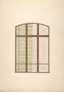 Design for an arched stained glass window, showing two alternative patterns, 1869. Creators: Jules-Edmond-Charles Lachaise, Eugène-Pierre Gourdet.