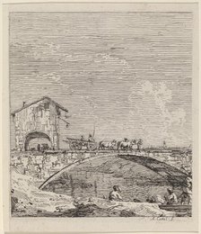 The Wagon Passing Over a Bridge, c. 1735/1746. Creator: Canaletto.