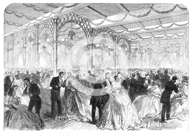 Meeting of the British Association at Birmingham: soiree in the Townhall, the Refreshment-Room, 1865 Creator: Unknown.