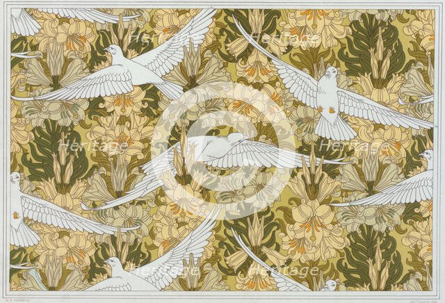 Doves and lilies, 1897. Creator: Verneuil, Maurice Pillard (1869-1942).