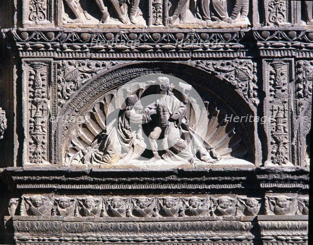 Church of St. Thomas in Haro, built in 1584, detail of the front of the main façade, designed by …