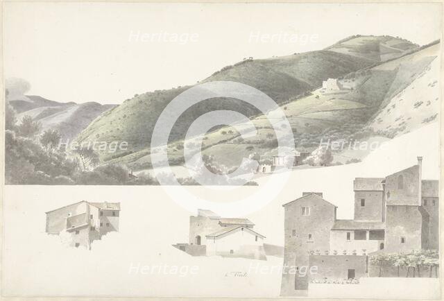 Landscape and some houses near Tivoli, 1787-1847. Creator: Josephus Augustus Knip.