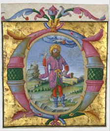 David with His Foot in a Noose in an Initial O, ca. 1500. Creator: Domenico Morone.